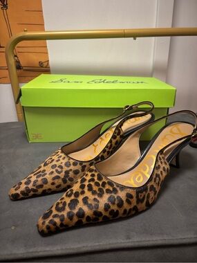 Sam Edelman Leopard Print Slingback Pumps - Brown/Black